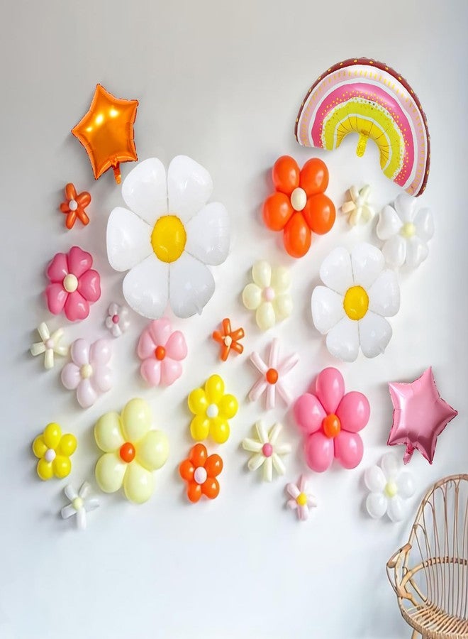 RTHPY Daisy Groovy Balloon Boho Rainbow Balloon Groovy Birthday Party Decorations Daisy Flower Star Foil Balloons for Groovy Party Supplies Two Groovy Birthday Baby Shower Decor Supplies - Image 4